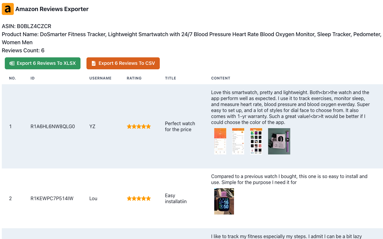 Amazon reviews downloader - 截图 1