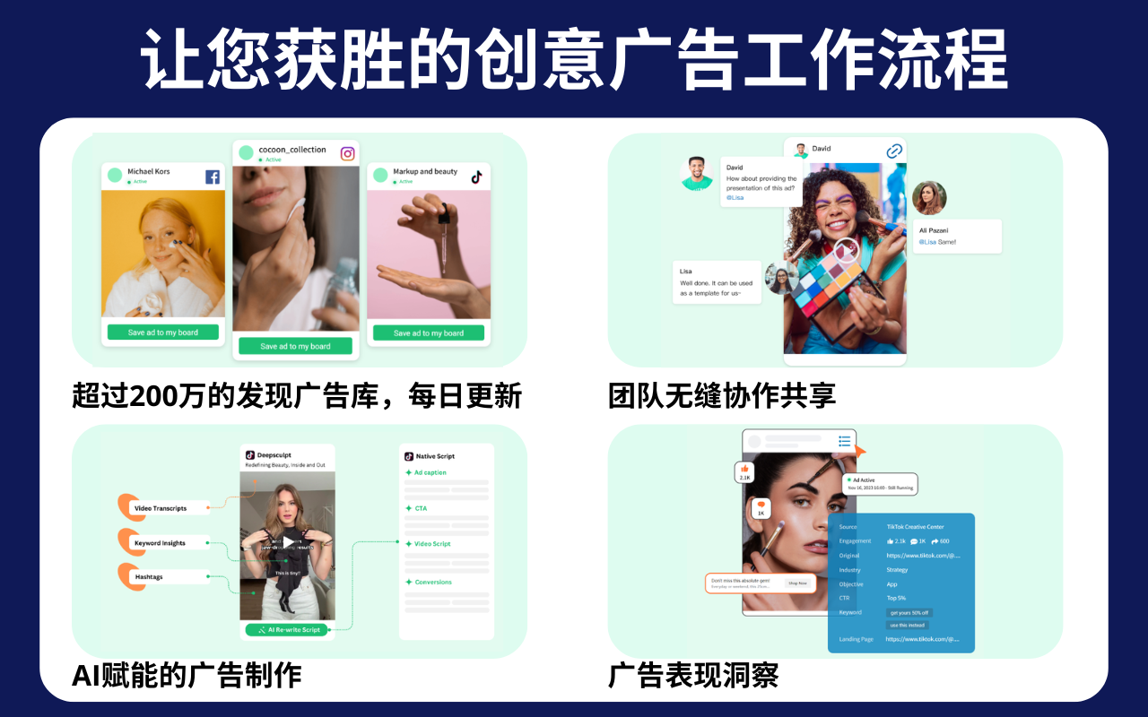 广告素材库 | 管理工具 | 一键保存FB和TT视频广告 - Denote - 截图 1