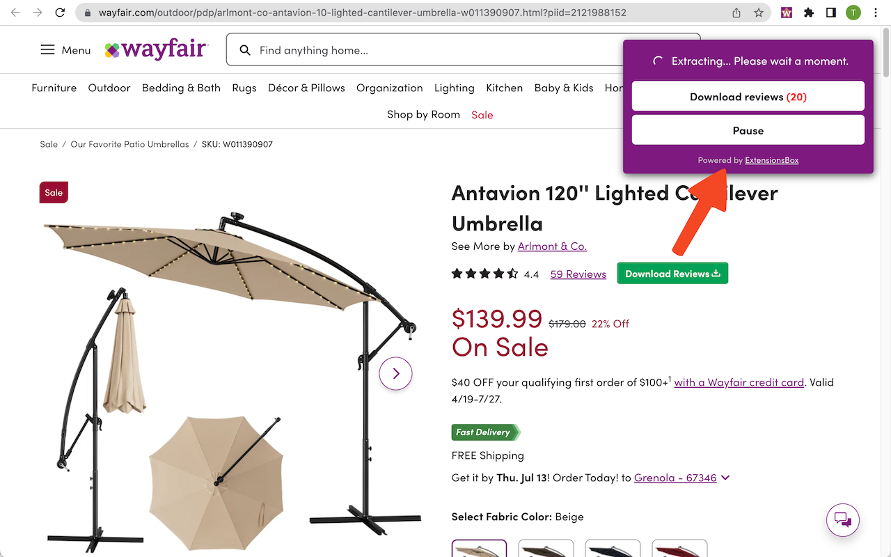 Wayfair商品评论一键导出CSV - 截图 4