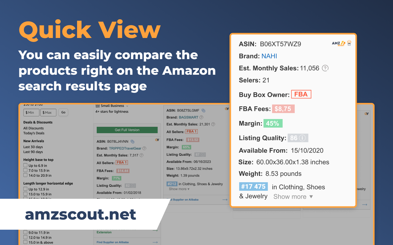 Amazon Quick View by AMZScout - 截图 1