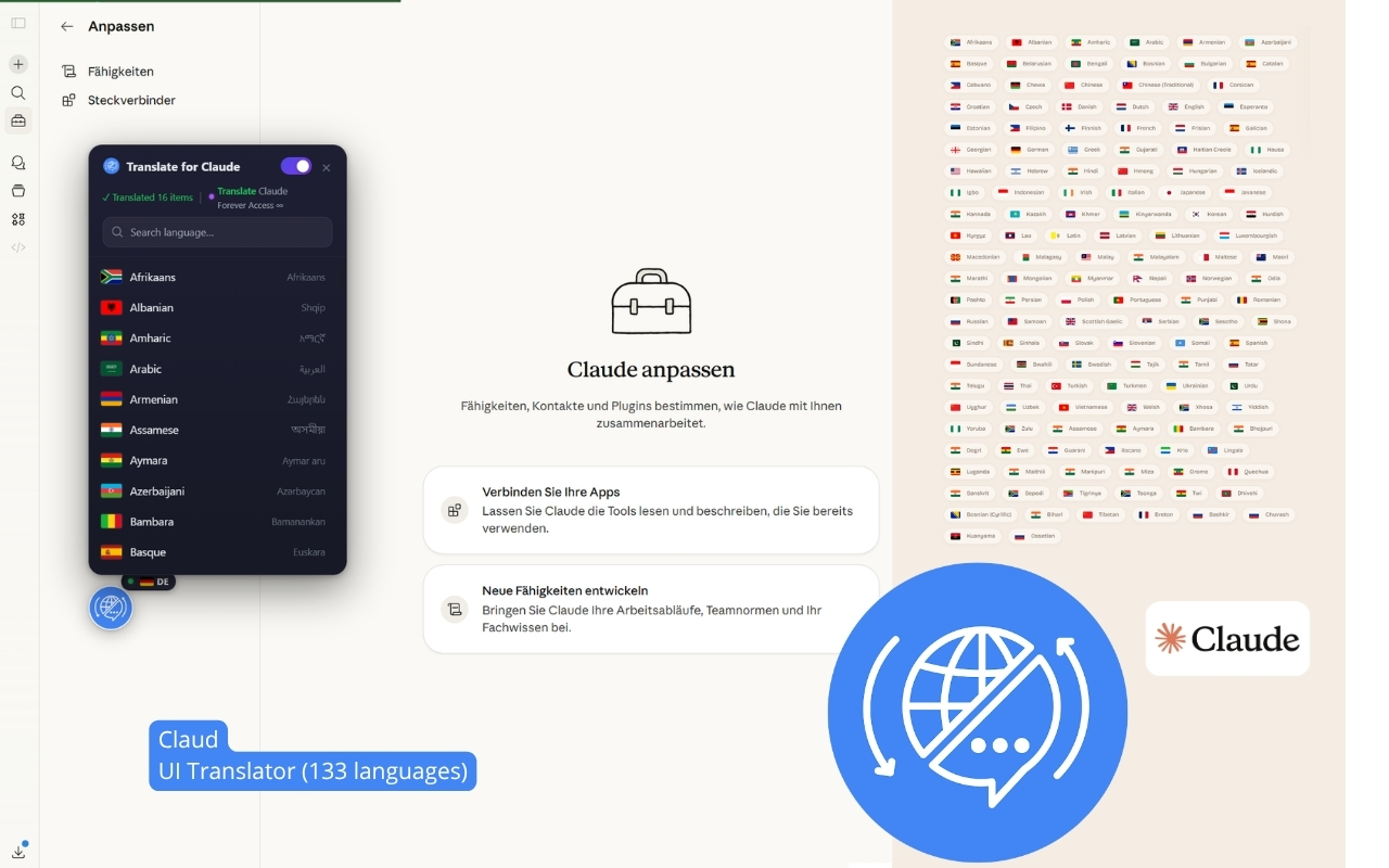 Claude AI: 界面翻译工具 — 中文 和133种语言 - 截图 3