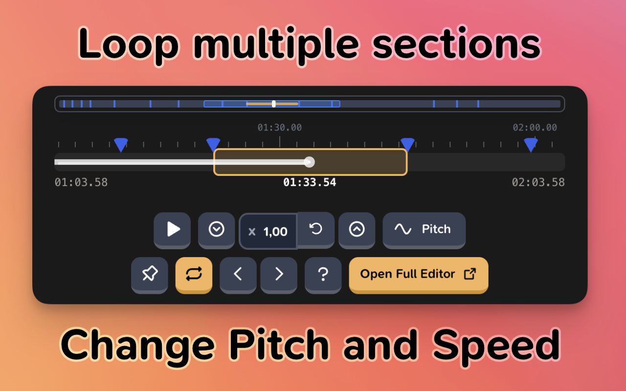 YouTube Looper & Pitch Changer – Free A-B Loop + Transpose - 截图 3