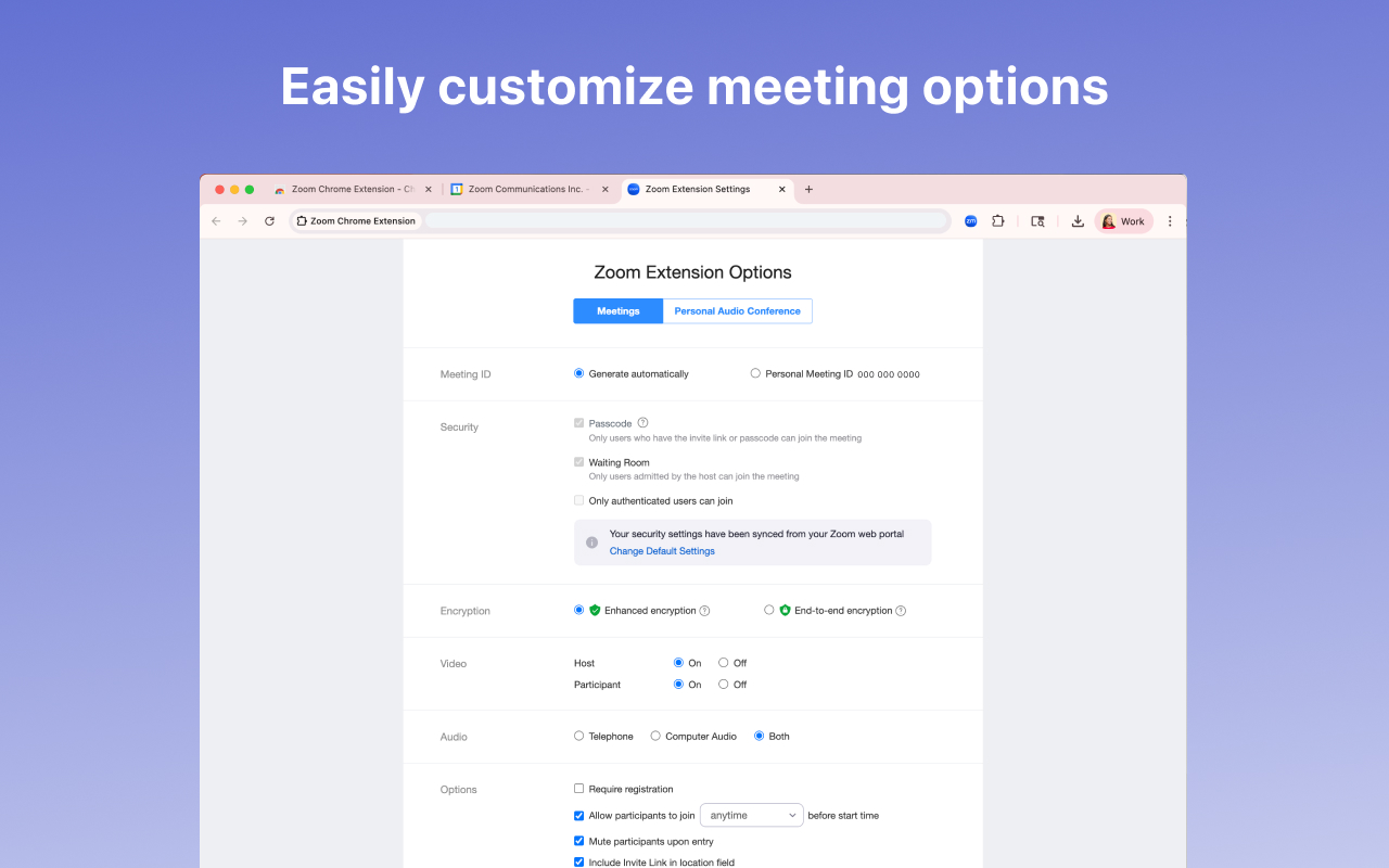 Zoom Chrome Extension - 截图 1