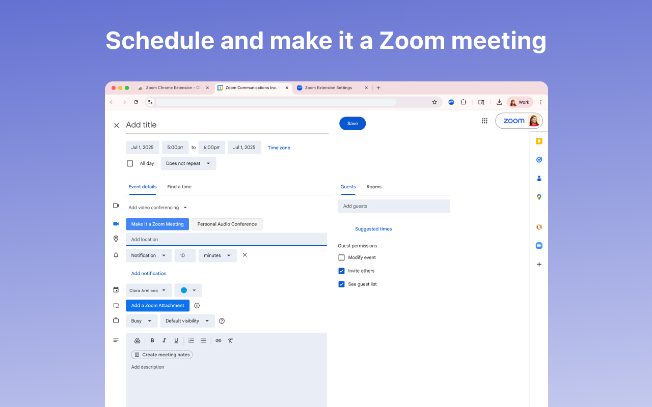 Zoom Chrome Extension - 截图 3