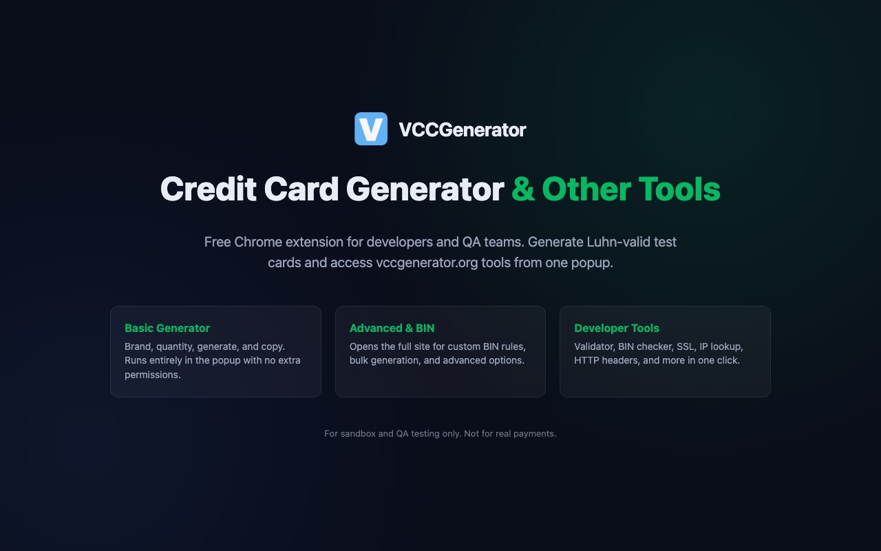 VCCGenerator - Credit Card Generator & Other Tools - 截图 1