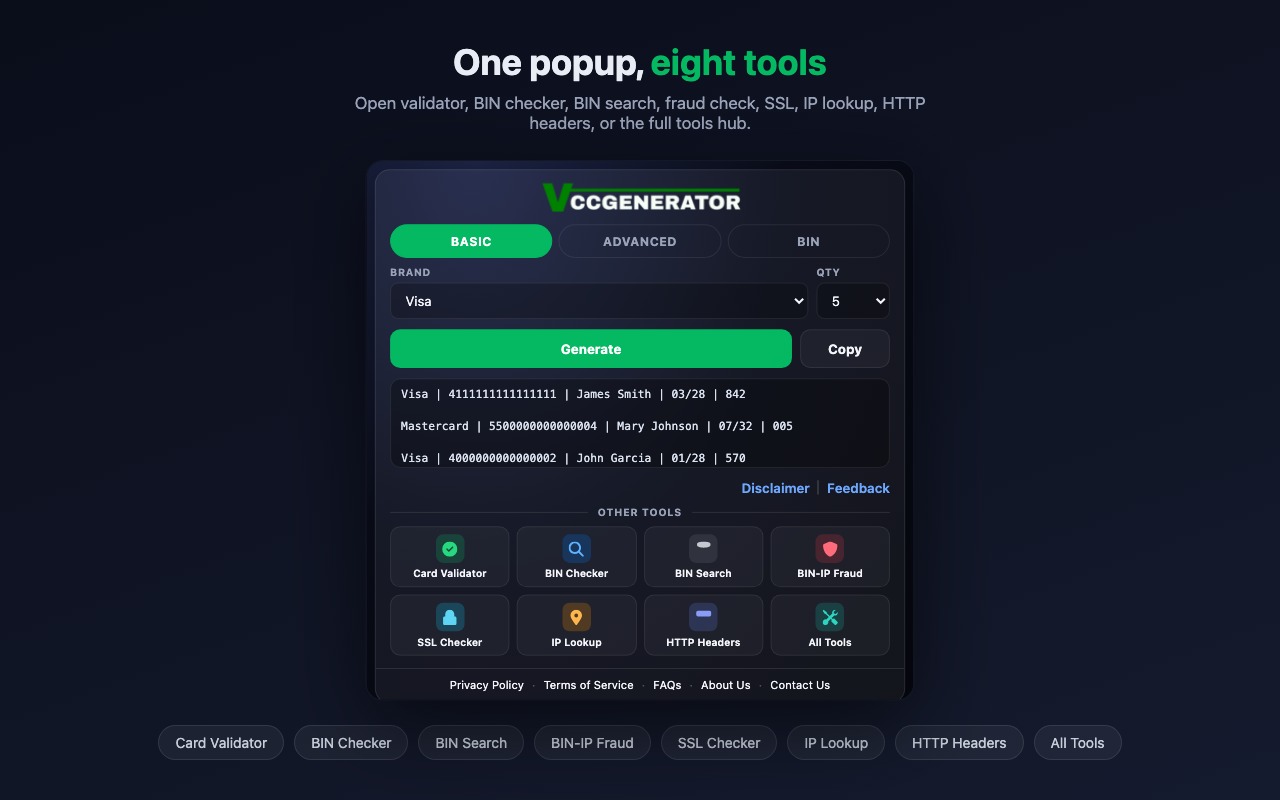 VCCGenerator - Credit Card Generator & Other Tools - 截图 2