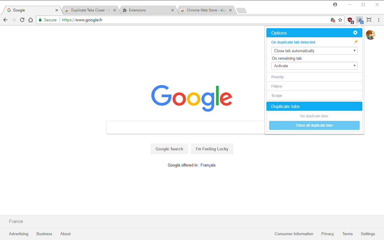 Duplicate Tabs Closer - 截图 2