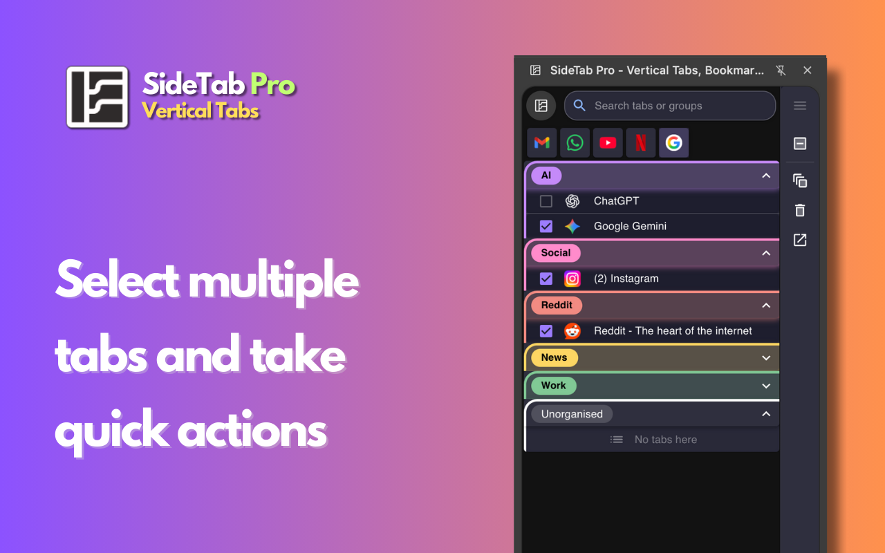 SideTab Pro - Vertical Tabs, Bookmarks and Reading List - 截图 2