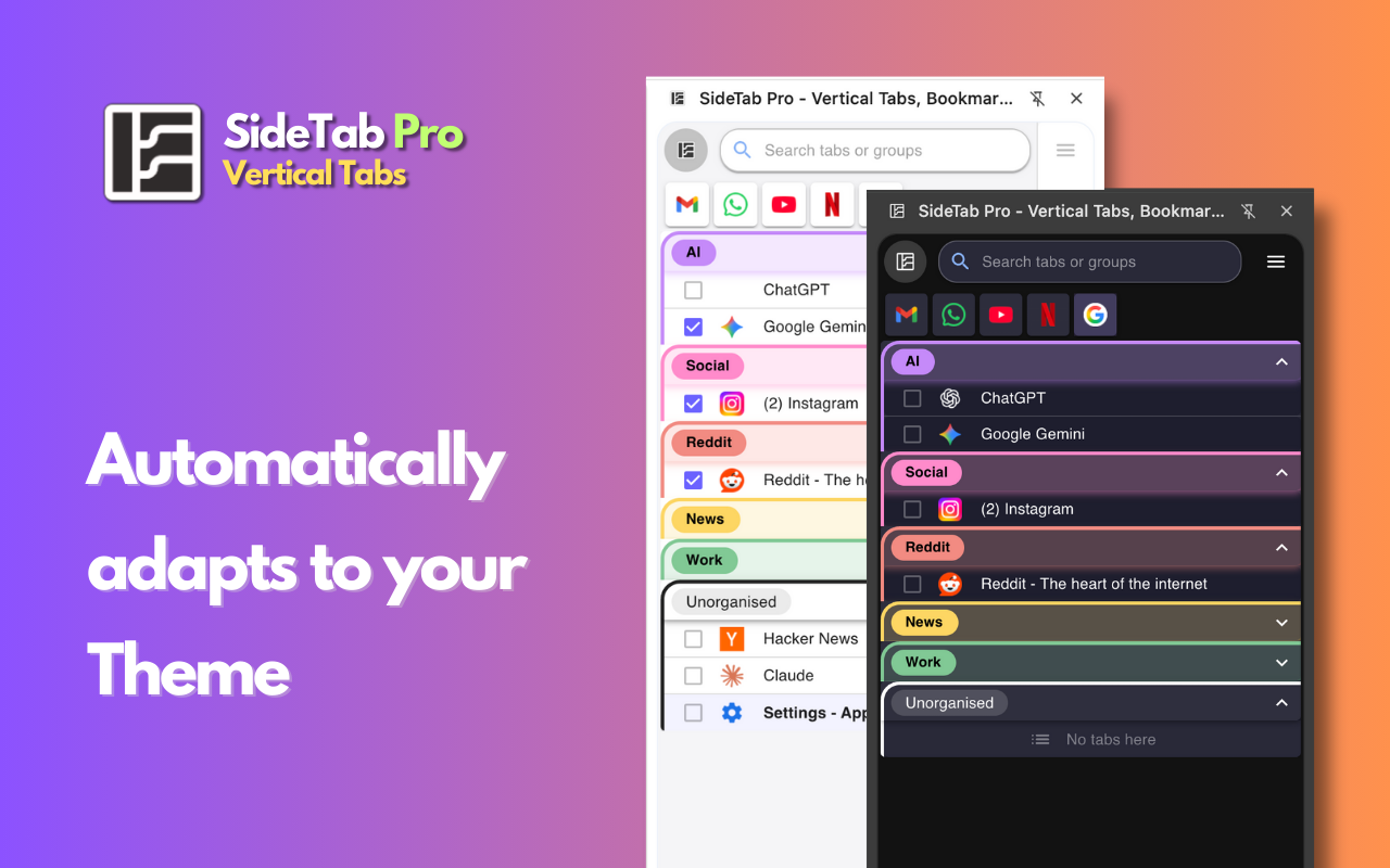 SideTab Pro - Vertical Tabs, Bookmarks and Reading List - 截图 4