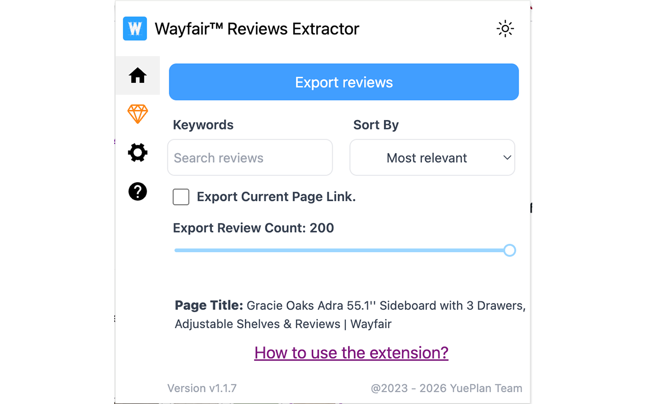 Wayfair™ Reviews Extractor - 截图 3