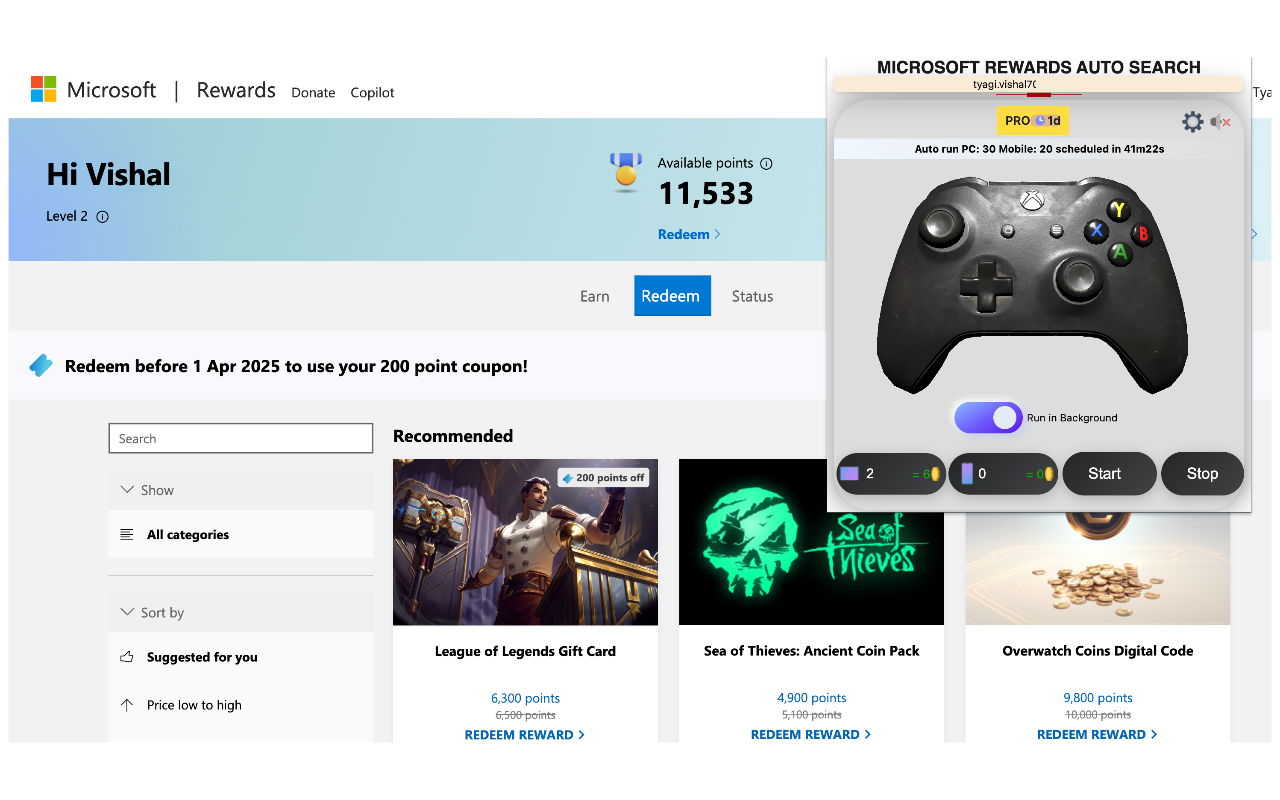 Rewards Auto Search: Automate searches with 1-Click - 截图 4