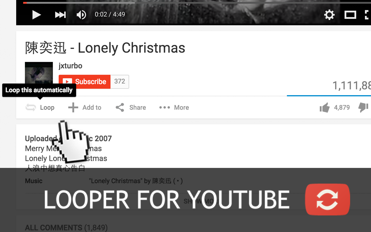 Looper for YouTube - 自动重播 - 截图 3