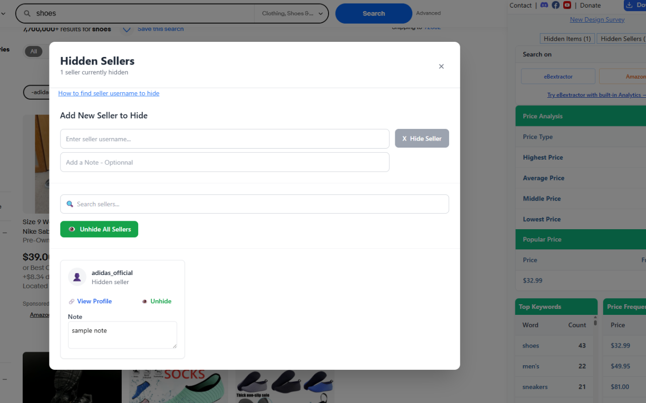 ebay Sold History, Offer History - Average High Mid Low Price - eBextractor - 截图 1