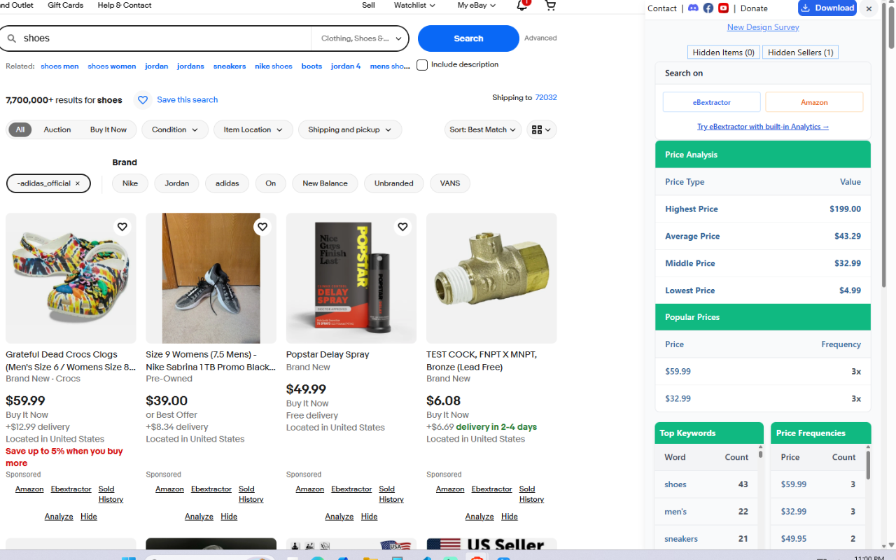 ebay Sold History, Offer History - Average High Mid Low Price - eBextractor - 截图 5
