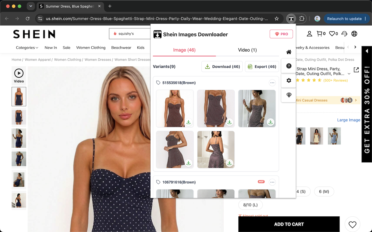 Shein Images Downloader - HD Photos, Videos & Excel Export - 截图 1