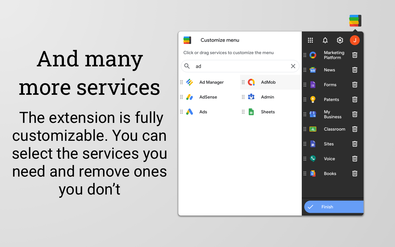 Black Menu for Google™ - 截图 2
