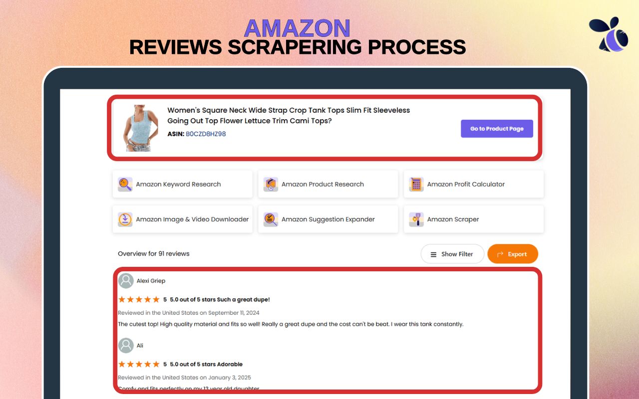 Amazon Reviews Scraper and Exporter | Ecomstal - 截图 4