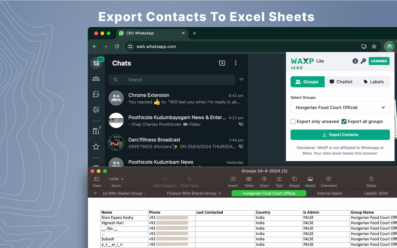 WAXP - Contacts Exporter for WhatsApp - 截图 1