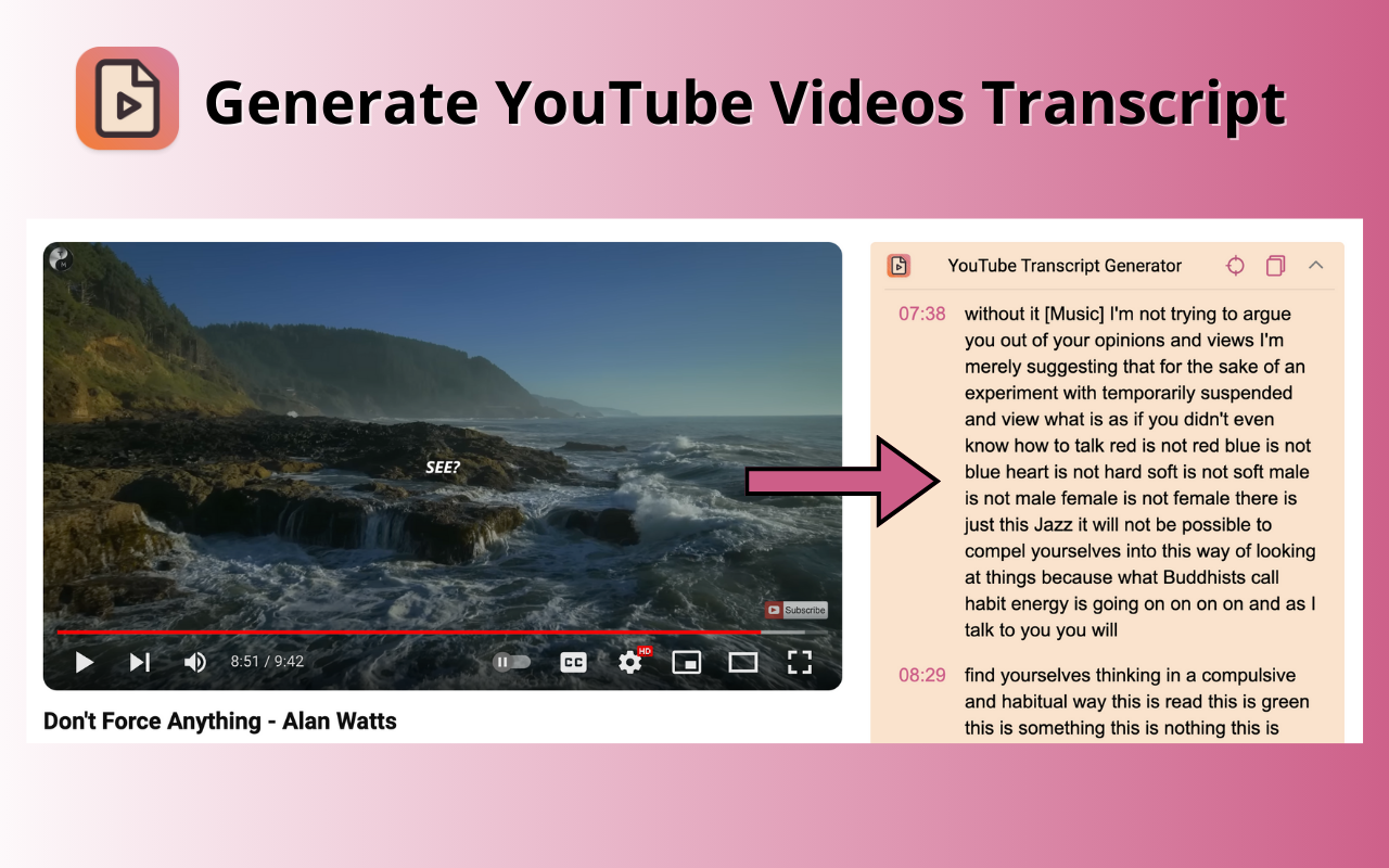 YouTube 脚本生成器 - YouTube Transcript Generator - 截图 1