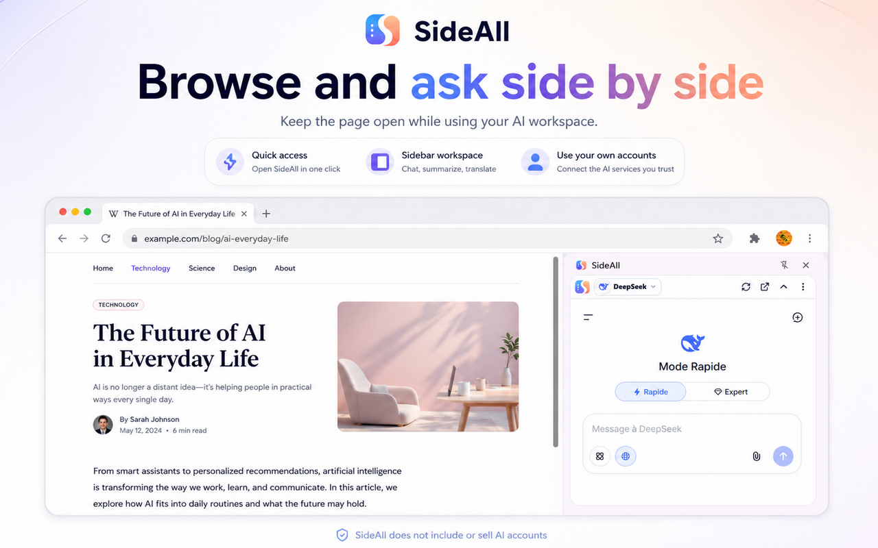SideAll: Chat Sidebar - GPT, Claude, DeepSeek - 截图 3