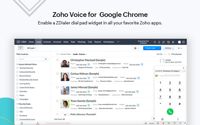 ZDialer - Zoho Voice Extension - 截图 1