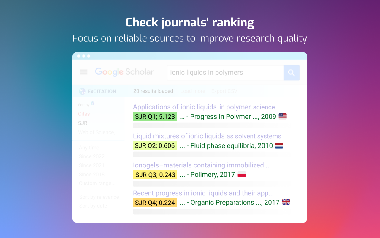 ExCITATION – Journal Ranking & Impact Factor for Google Scholar™ - 截图 2