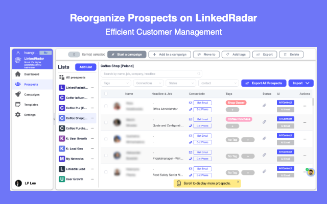 LinkedRadar - LinkedIn CRM : B2B 邮箱查找工具 - 截图 3