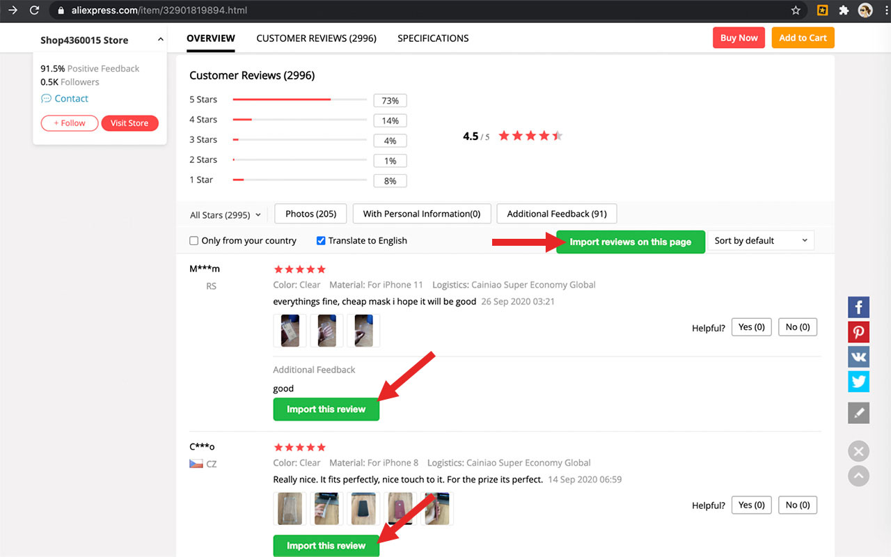 Import AliExpress/Amazon reviews to Woo - 截图 4