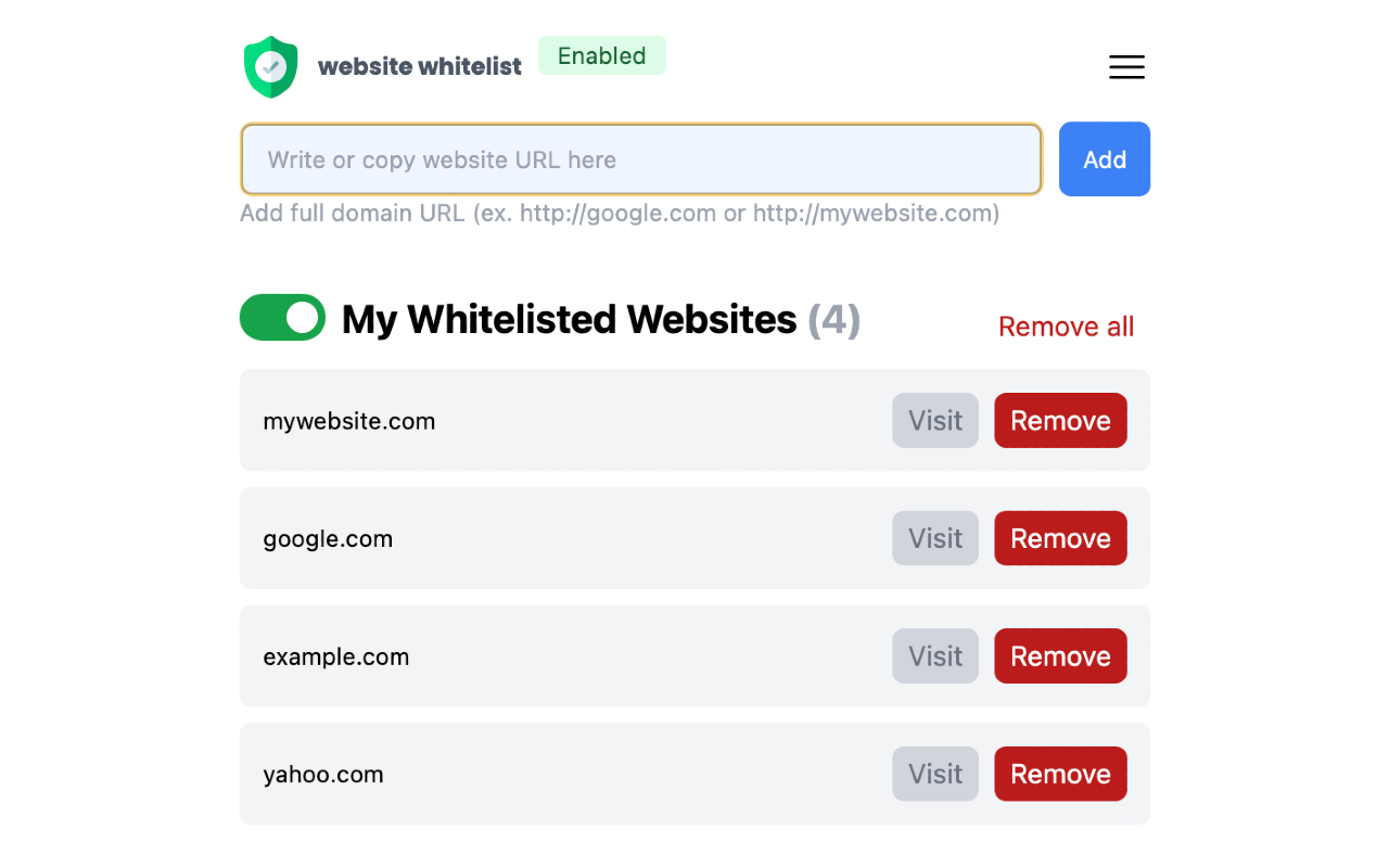 Website Whitelist | Parent Control - 截图 2