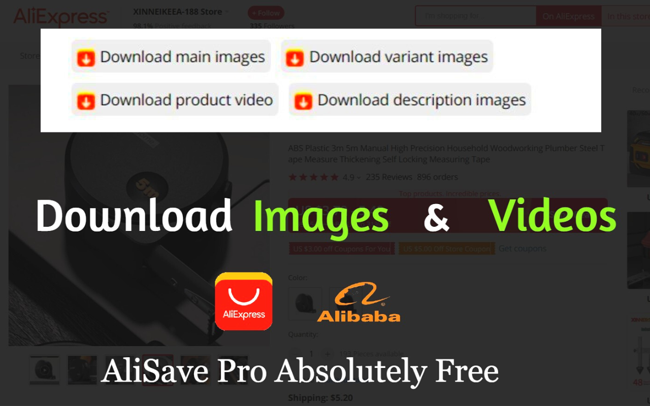AliSave Pro - AliExpress Image & Video Downloader - 截图 1