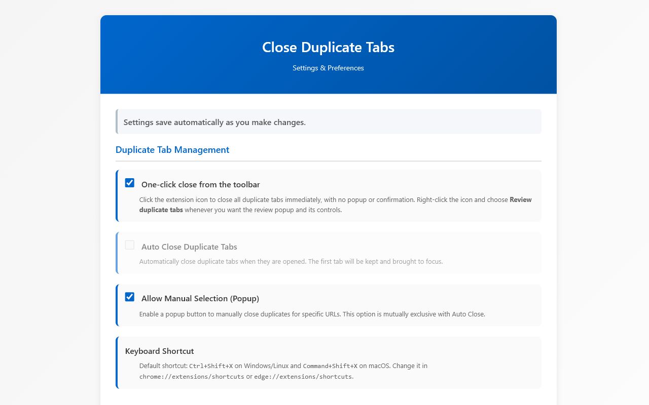 Close Duplicate Tabs - 截图 3