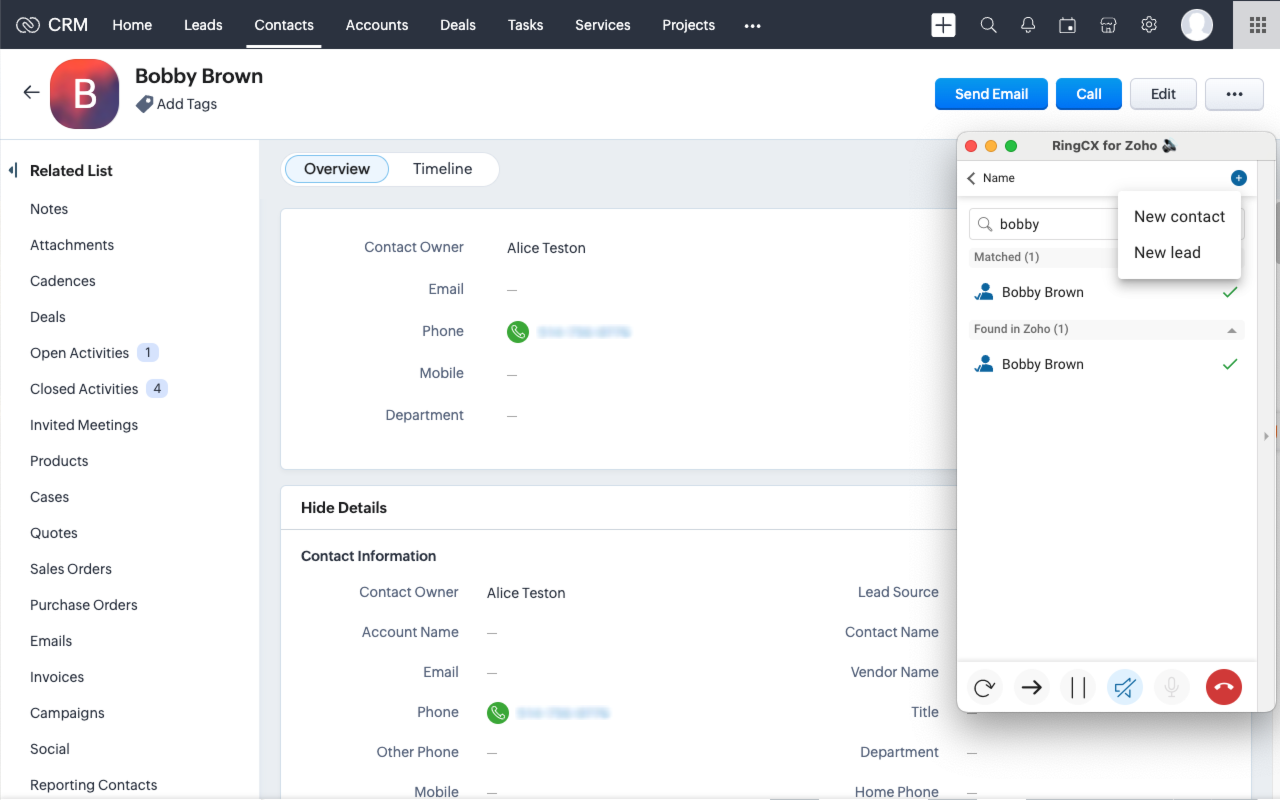 RingCentral RingCX for Zoho - 截图 1