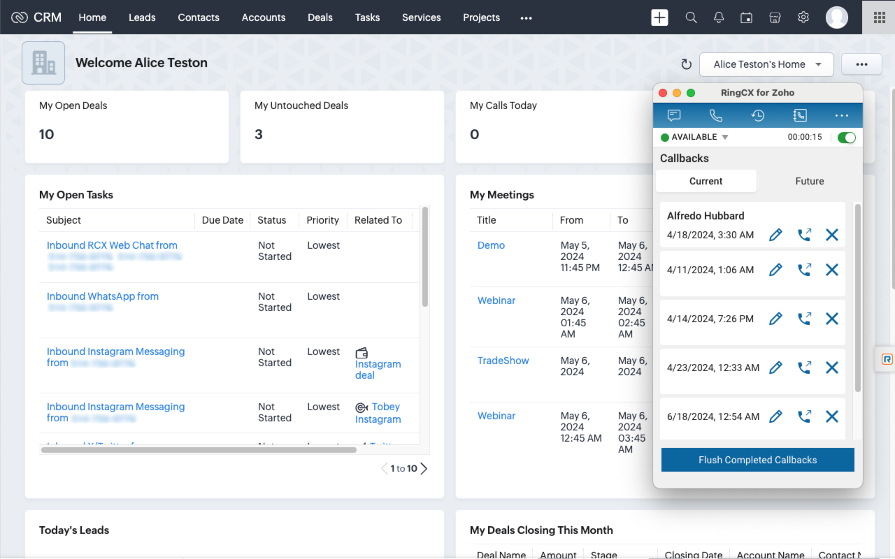 RingCentral RingCX for Zoho - 截图 3