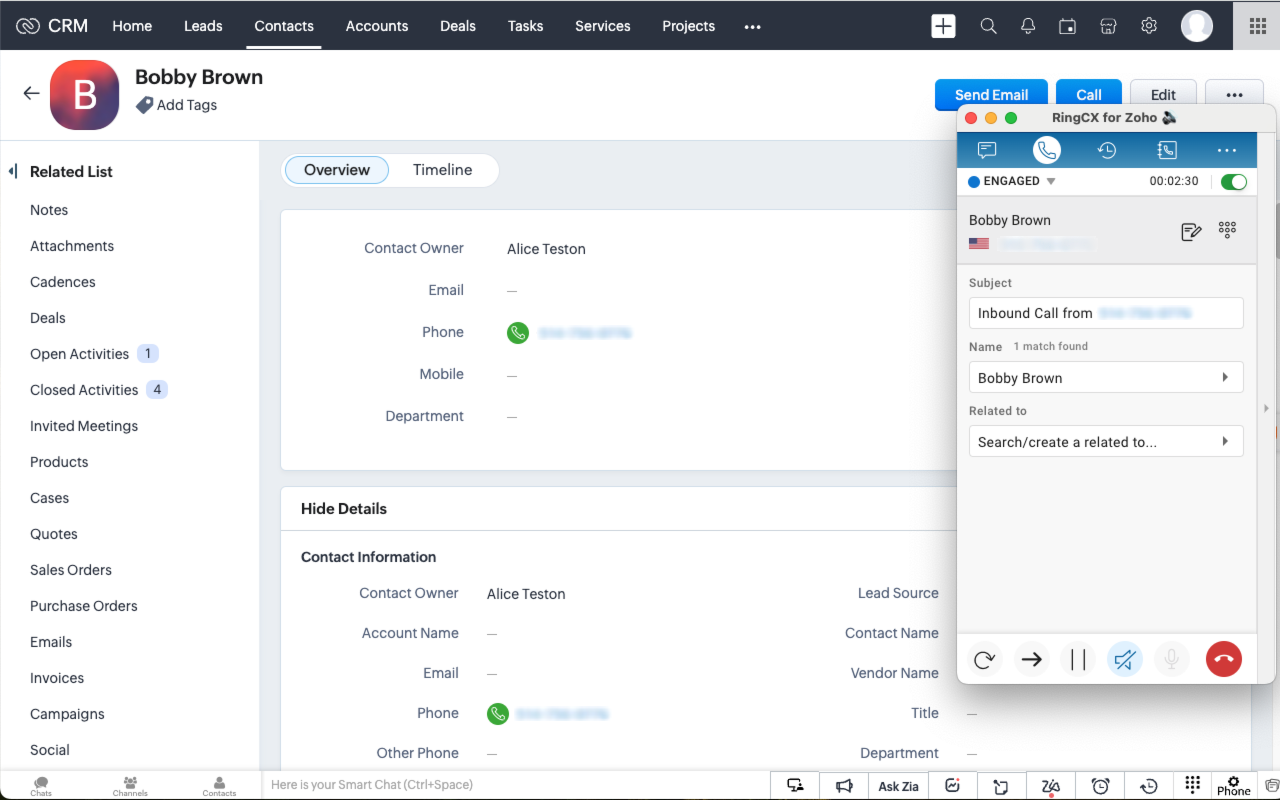 RingCentral RingCX for Zoho - 截图 4
