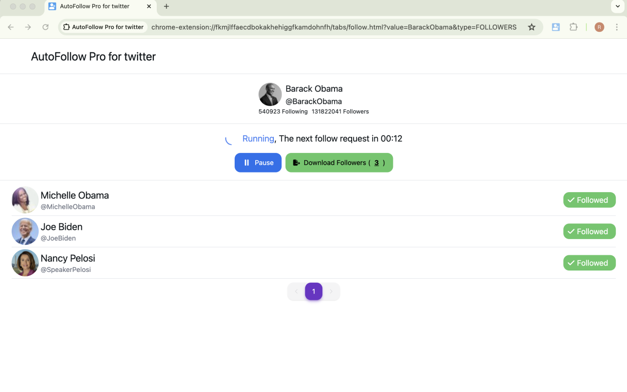 Twitter 自动关注 - 自动关注 / 取消关注 - 截图 1