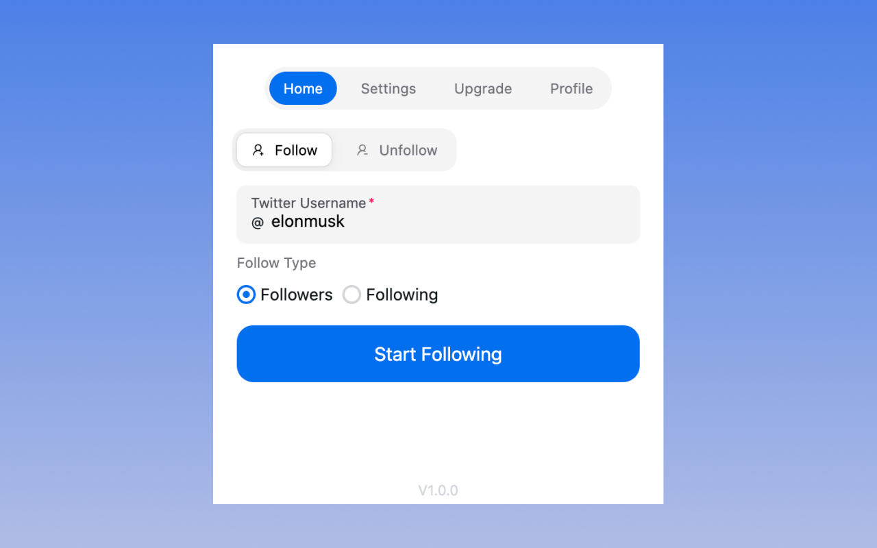 Twitter 自动关注 - 自动关注 / 取消关注 - 截图 3