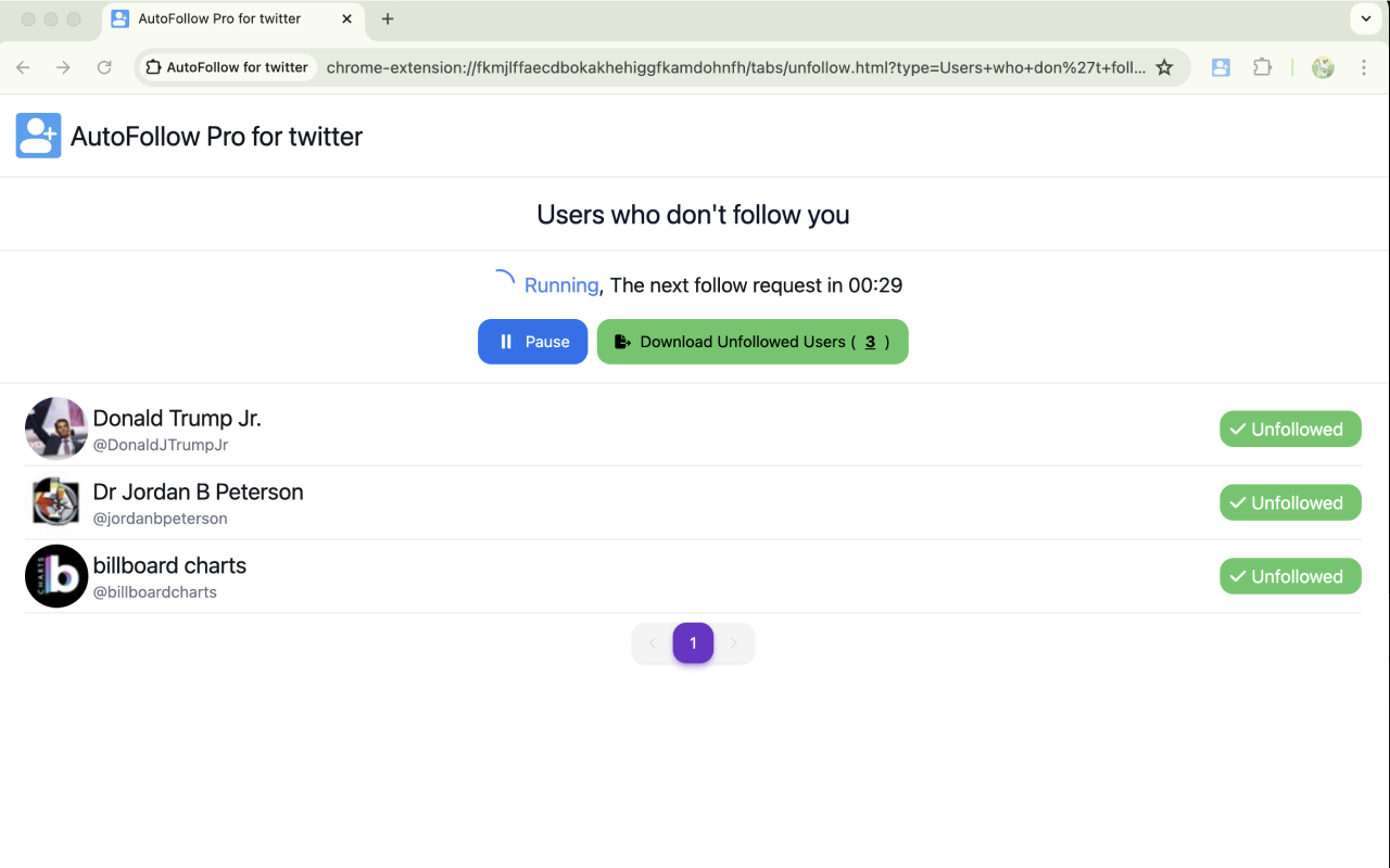 Twitter 自动关注 - 自动关注 / 取消关注 - 截图 4
