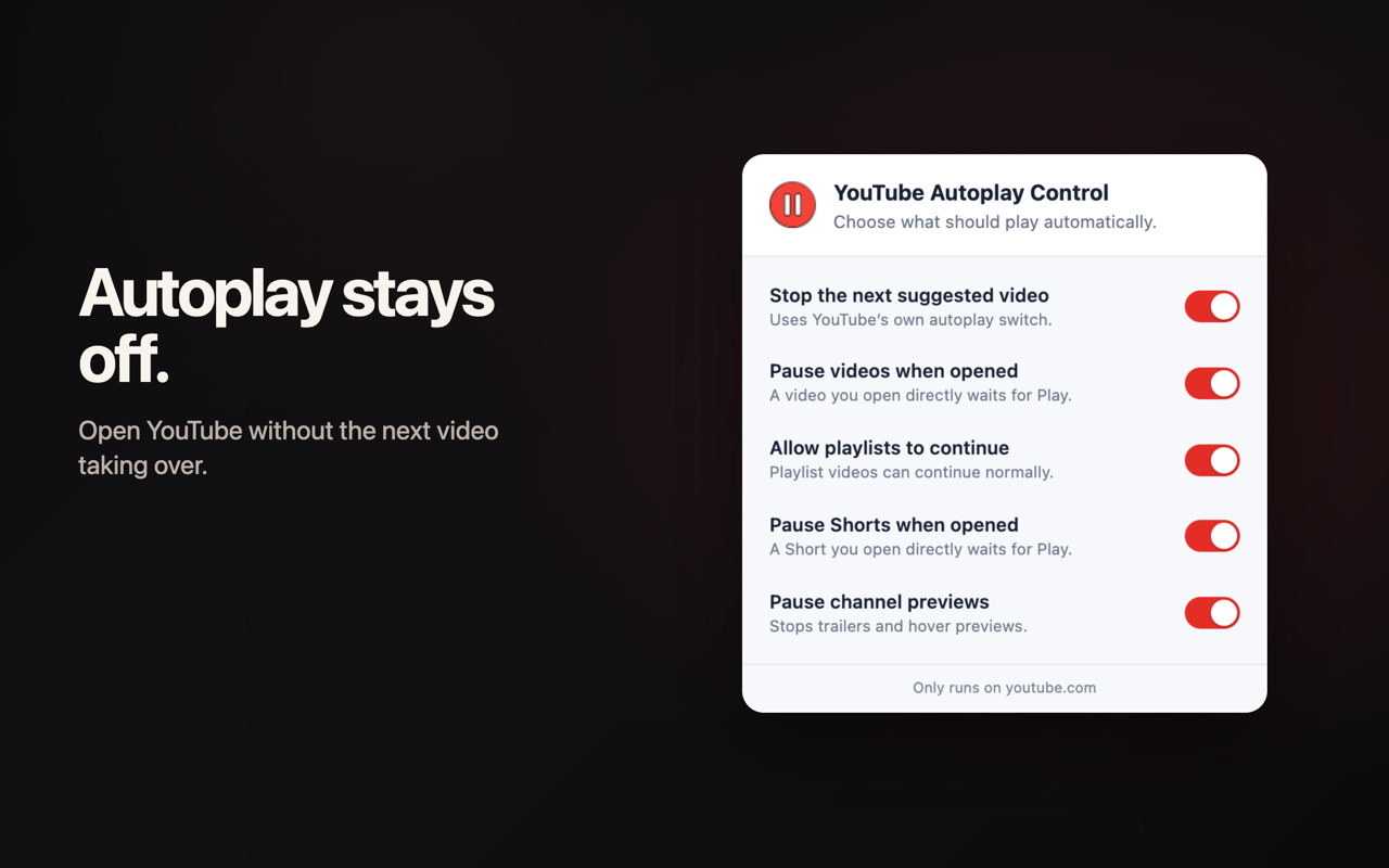 YouTube 关闭自动播放 - 截图 1