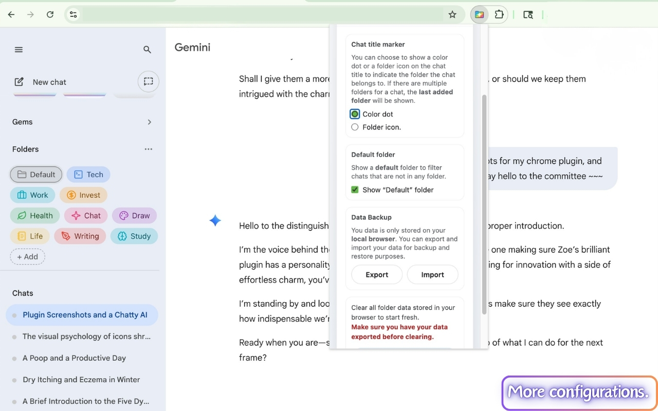 Gemini Chat Organizer - 文件夹与筛选 - 截图 3
