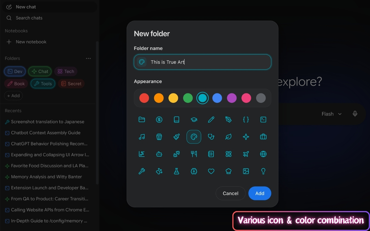 Gemini Chat Organizer - 文件夹与筛选 - 截图 5