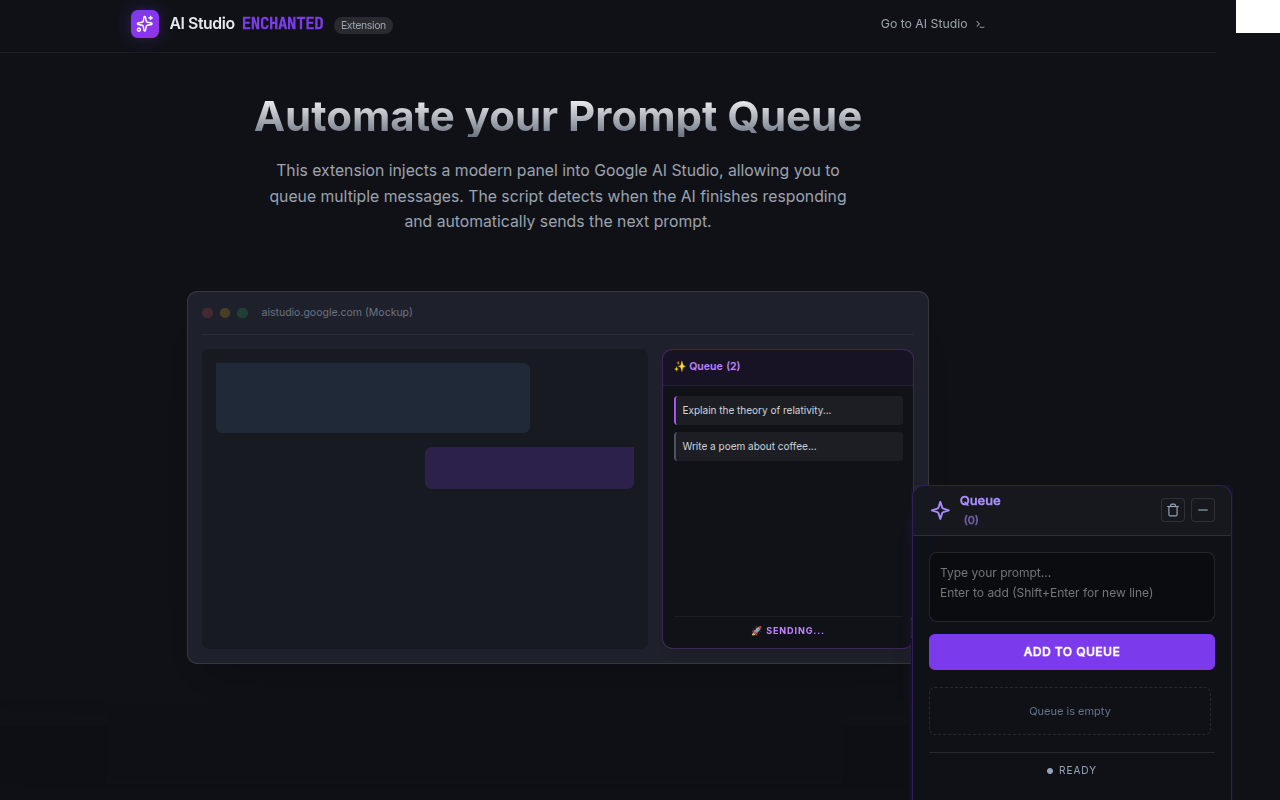 Google AI Studio Enchanted Queue - 截图 1