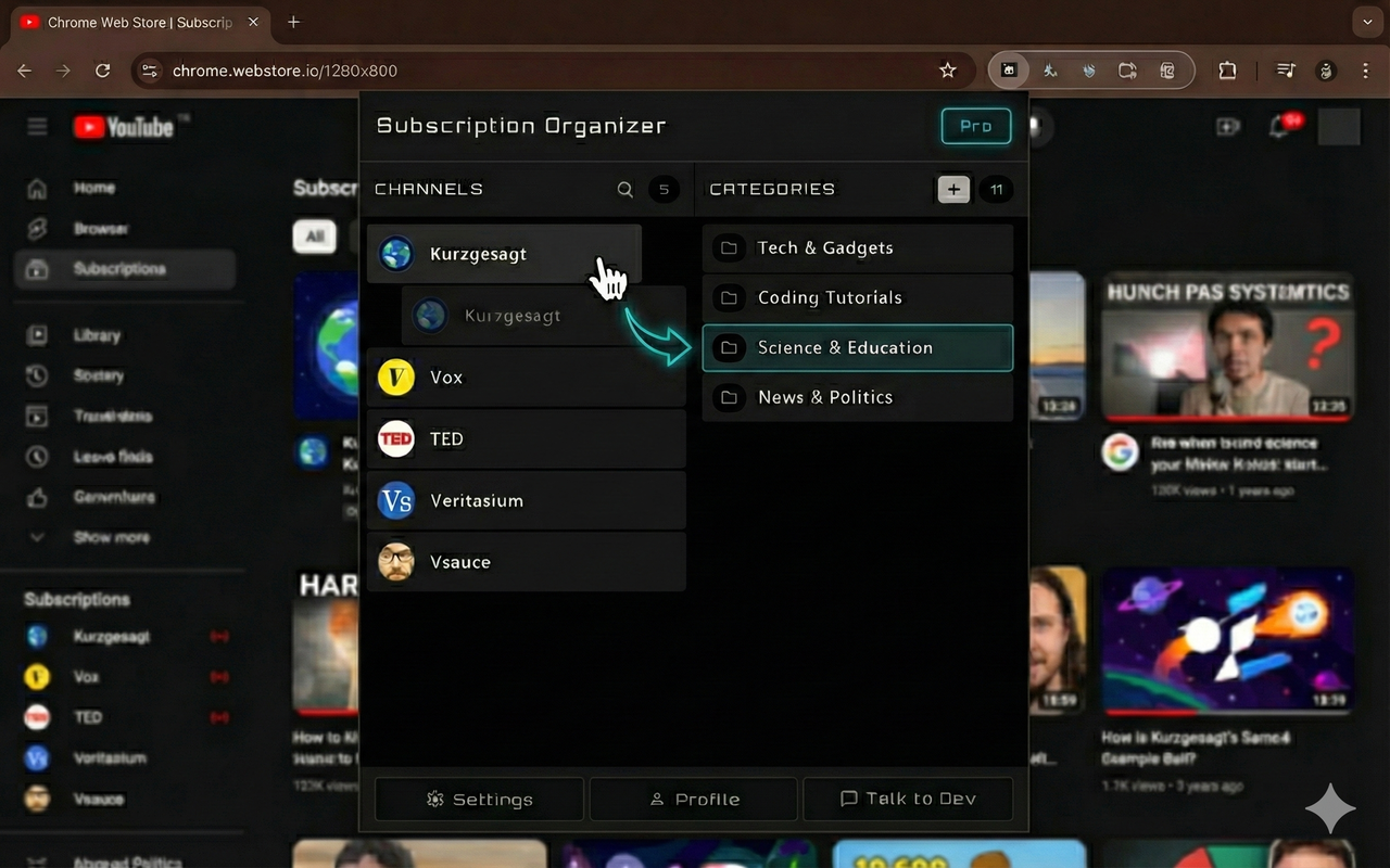 YouTube Subscription Organizer - 截图 1
