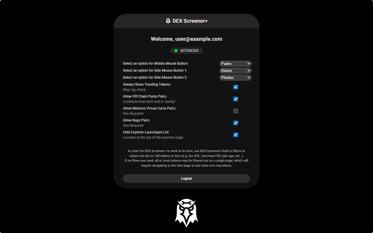 DEX Screener Utilities - Rug Filter, Bot Links & more! - dexscreener.com - 截图 4