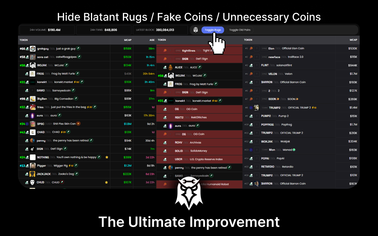 DEX Screener Utilities - Rug Filter, Bot Links & more! - dexscreener.com - 截图 5