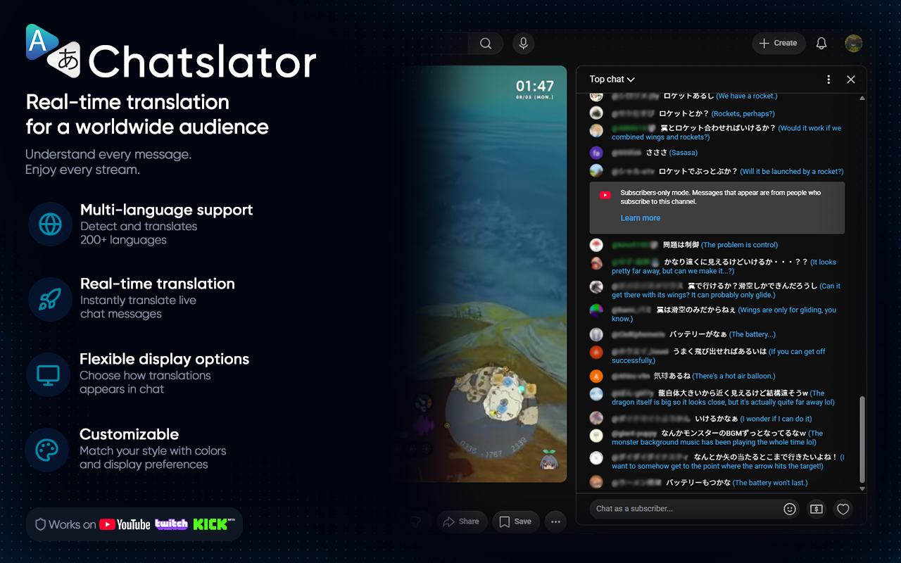 Chatslator: Livestream Chat Translator - 截图 3