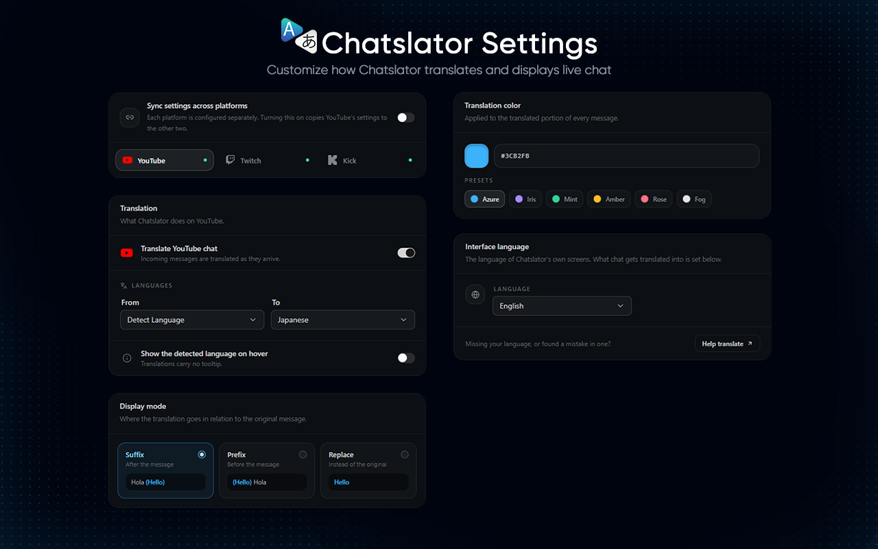 Chatslator: Livestream Chat Translator - 截图 4