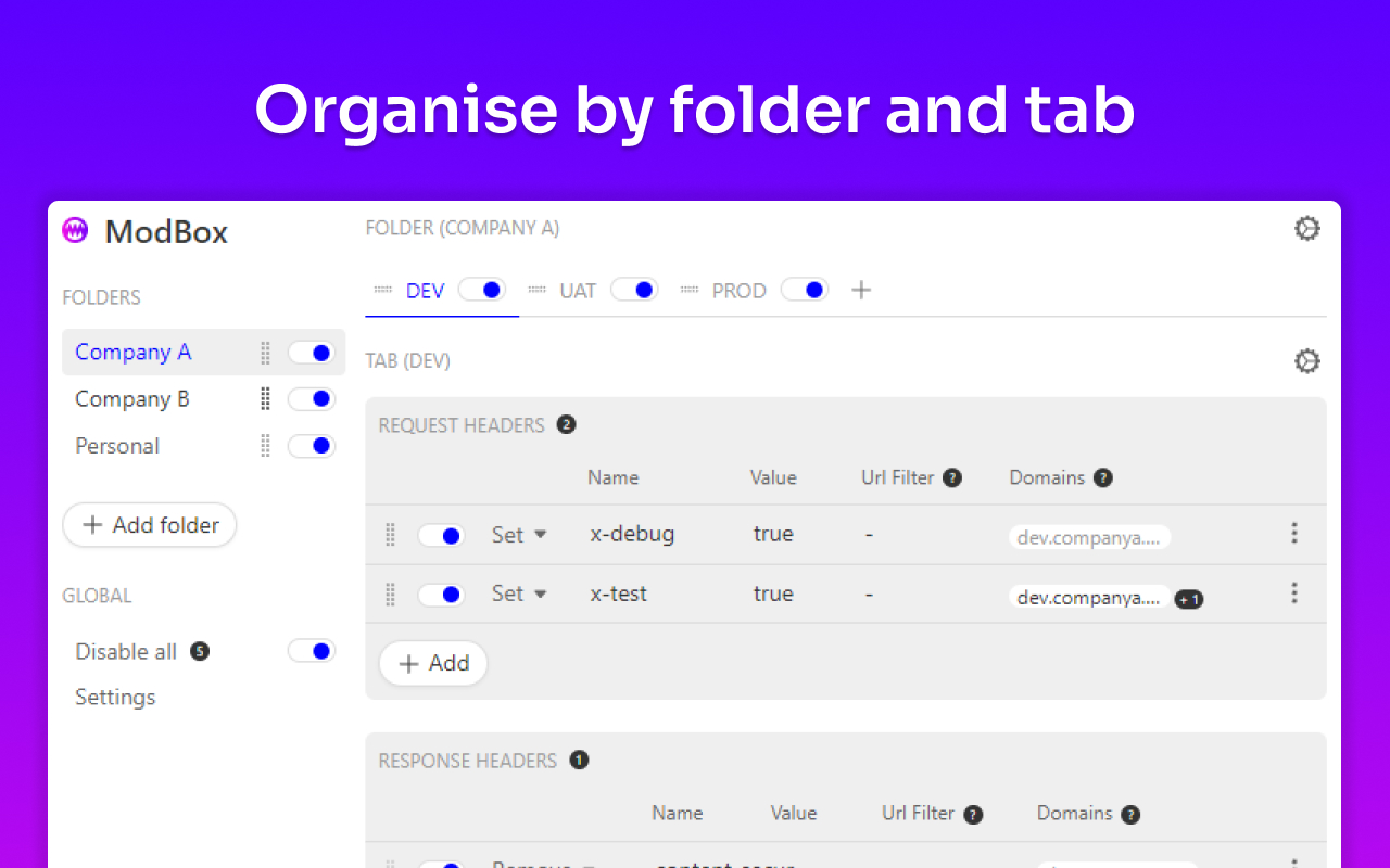ModBox – Modify headers, block requests - 截图 1