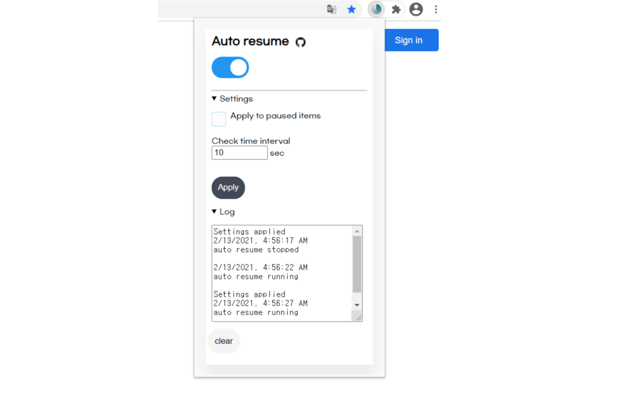 Auto Resume Downloads - 截图 2