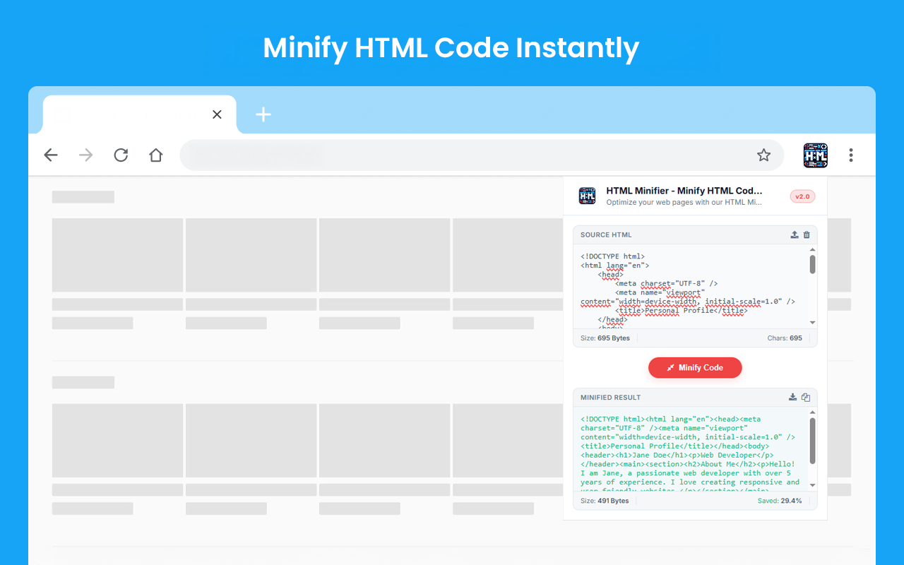 HTML Minifier - Minify HTML Codes - 截图 3