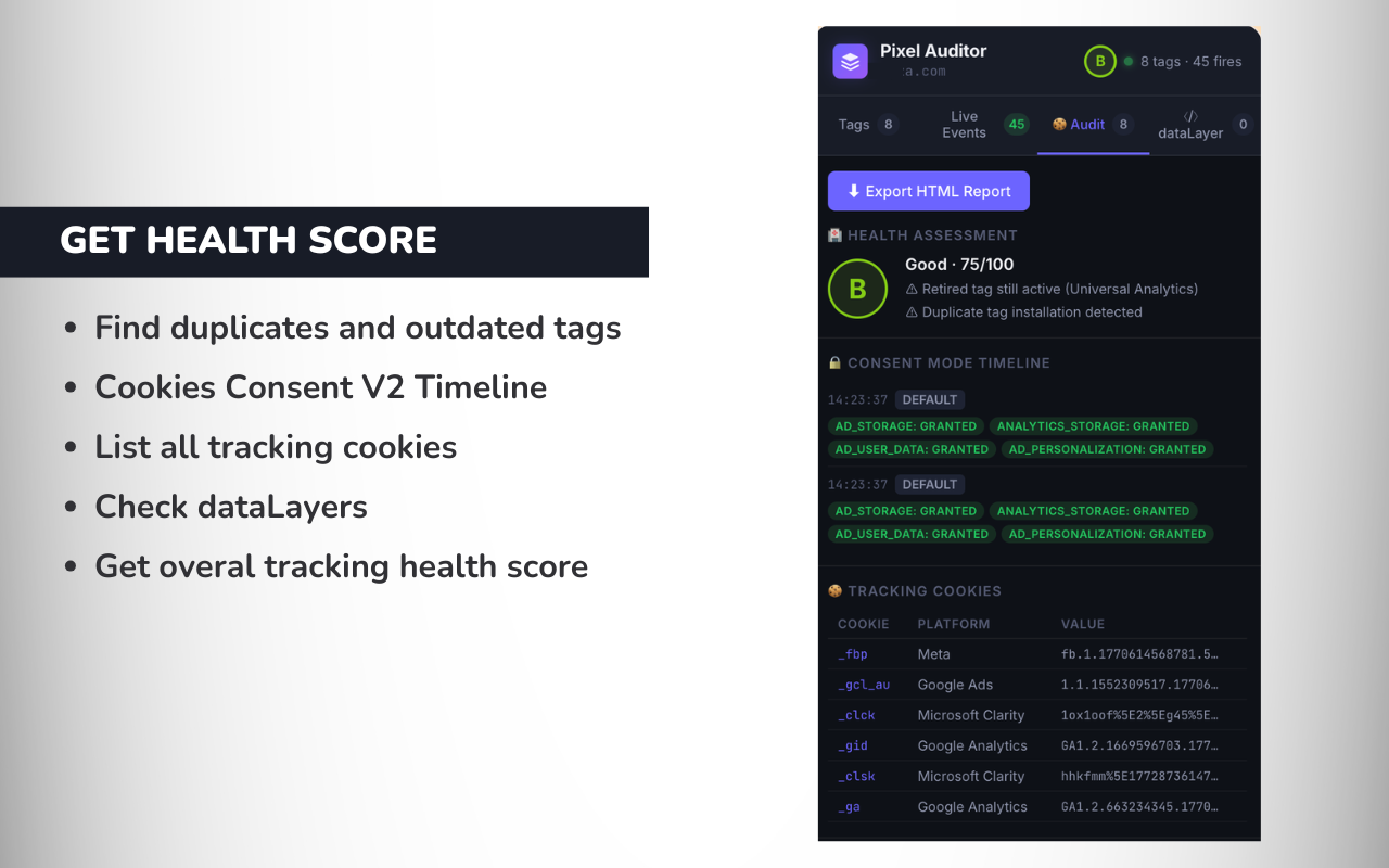 Pixel Auditor: Tag, PII & Consent Mode Inspector - 截图 1